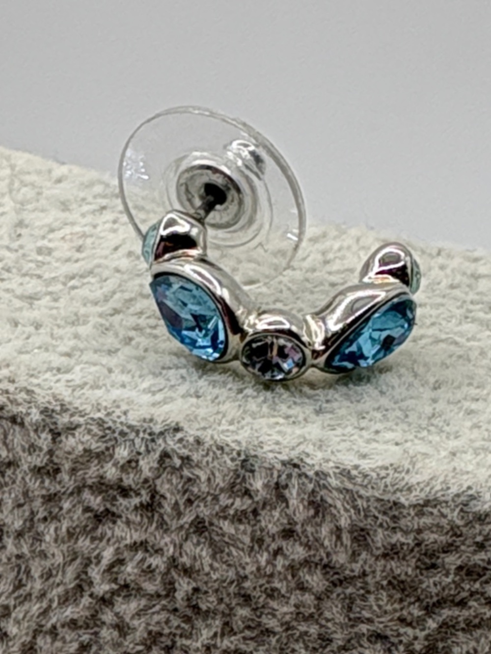 Givenchy Silver Hoop Earring with Light Blue Crystal Accents Single Earring